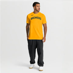 Milwaukee Brewers New Legend Wordmark Dri-FIT T-Shirt Gold | Nike