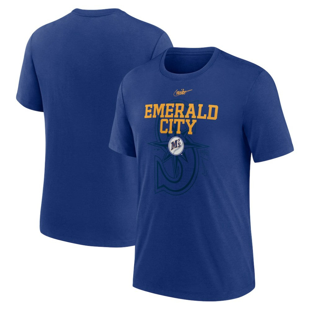 Seattle Mariners Rewind Retro Tri-Blend T-Shirt Royal | Nike