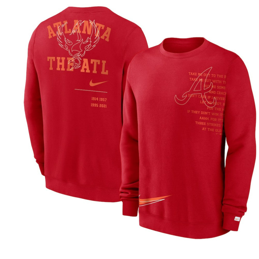 Atlanta Braves Statement Ball Game Fleece Pullover Sweatshirt Red | Nike