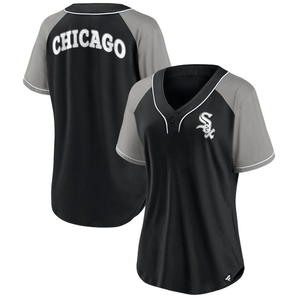 Chicago White Sox Women's Ultimate Style Raglan V-Neck T-Shirt Black