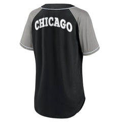 Chicago White Sox Women's Ultimate Style Raglan V-Neck T-Shirt Black