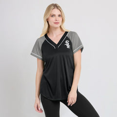 Chicago White Sox Women's Ultimate Style Raglan V-Neck T-Shirt Black