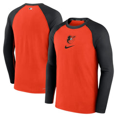 Baltimore Orioles Authentic Collection Game Raglan Performance Long Sleeve T-Shirt Orange | Nike