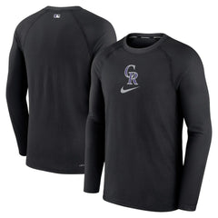 Colorado Rockies Authentic Collection Game Raglan Performance Long Sleeve T-Shirt Black | Nike