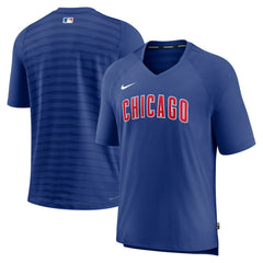 Chicago Cubs Authentic Collection Pregame Raglan Performance V-Neck T-Shirt Royal | Nike