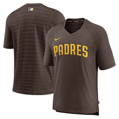 San Diego Padres Authentic Collection Pregame Raglan Performance V-Neck T-Shirt Brown | Nike