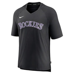 Colorado Rockies Authentic Collection Pregame Raglan Performance V-Neck T-Shirt Black | Nike