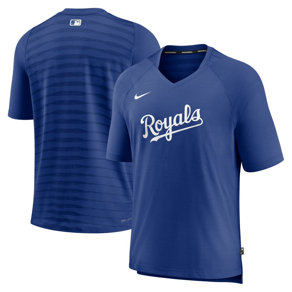 Kansas City Royals Authentic Collection Pregame Raglan Performance V-Neck T-Shirt Royal | Nike