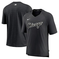 Chicago White Sox Authentic Collection Pregame Raglan Performance V-Neck T-Shirt Black | Nike