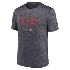 Cincinnati Reds Authentic Collection Velocity Performance Practice T-Shirt Heather Charcoal | Nike