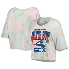 Chicago White Sox Majestic Threads Women's Cooperstown Collection Tie-Dye Boxy Cropped Tri-Blend T-Shirt