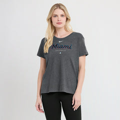 Miami Marlins Women's Authentic Collection Early Work Tri-Blend T-Shirt Heather Charcoal | Nike