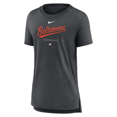 Baltimore Orioles Women's Authentic Collection Early Work Tri-Blend T-Shirt Heather Charcoal | Nike