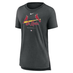 St. Louis Cardinals Women's Authentic Collection Early Work Tri-Blend T-Shirt Heather Charcoal | Nike