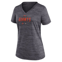 San Francisco Giants Women's Authentic Collection Velocity Practice Performance V-Neck T-Shirt Black | Nike