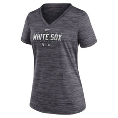 Chicago White Sox Women's Authentic Collection Velocity Practice Performance V-Neck T-Shirt Black | Nike