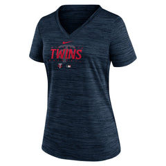 Minnesota Twins Women's Authentic Collection Velocity Practice Performance V-Neck T-Shirt Navy | Nike