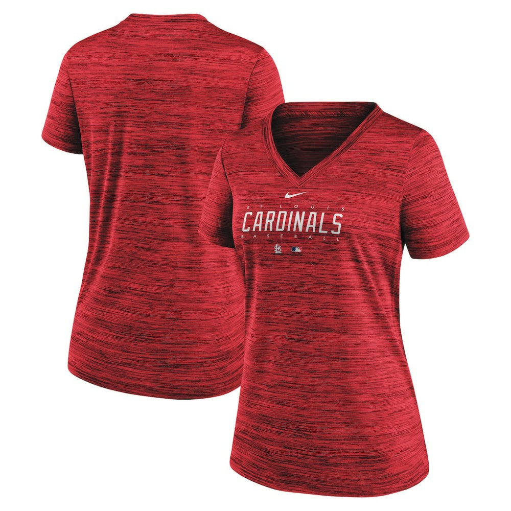 St. Louis Cardinals Women's Authentic Collection Velocity Practice Performance V-Neck T-Shirt Red | Nike
