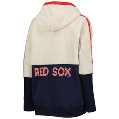 Boston Red Sox G-III 4Her by Carl Banks Women's Shuffle It Raglan Full-Zip Hoodie Oatmeal/Navy