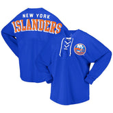 New York Islanders Fanatics Women's Spirit Lace-Up V-Neck Long Sleeve Jersey T-Shirt Royal