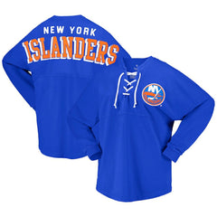 New York Islanders Fanatics Women's Spirit Lace-Up V-Neck Long Sleeve Jersey T-Shirt Royal