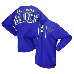 St. Louis Blues Fanatics Women's Spirit Lace-Up V-Neck Long Sleeve Jersey T-Shirt Blue
