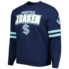 Seattle Kraken Mitchell & Ness Allover Logo Pullover Sweatshirt Deep Sea Blue