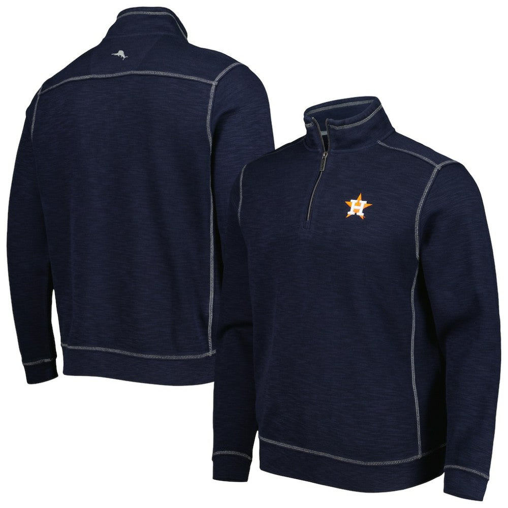 Houston Astros Tommy Bahama Tobago Bay Tri-Blend Quarter-Zip Sweatshirt Blue