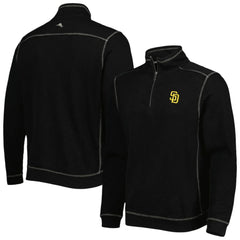 San Diego Padres Tommy Bahama Tobago Bay Tri-Blend Quarter-Zip Sweatshirt Black