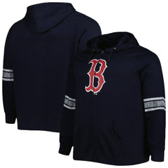Boston Red Sox Women's Plus Size Front Logo Full-Zip Hoodie Navy/Heather Gray