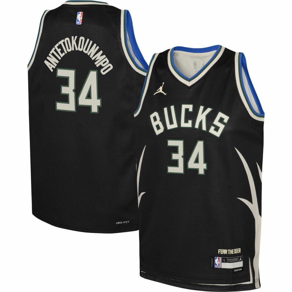 Giannis Antetokounmpo Milwaukee Bucks Jordan Brand Youth Swingman Jersey - Statement Edition - Black discount