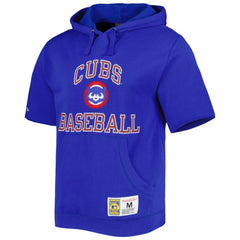 Chicago Cubs Cooperstown Collection Washed Fleece Pullover Short Sleeve Hoodie Royal | Mitchell & Ness