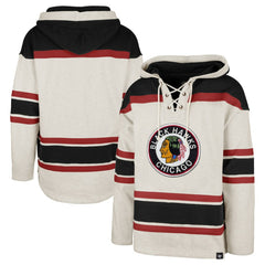 Chicago Blackhawks '47 Rockaway Lace-Up Pullover Hoodie Oatmeal