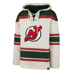 New Jersey Devils '47 Rockaway Lace-Up Pullover Hoodie Oatmeal