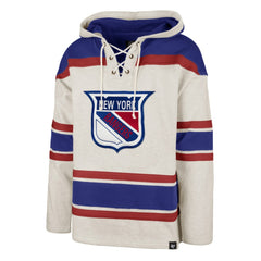 New York Rangers '47 Rockaway Lace-Up Pullover Hoodie Oatmeal