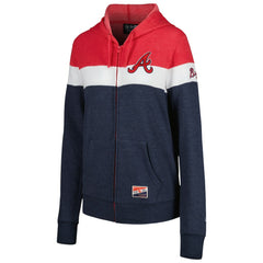 Atlanta Braves Women's Colorblock Full-Zip Hoodie Jacket Heather Navy | New Era