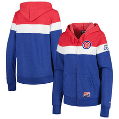Chicago Cubs Women's Colorblock Full-Zip Hoodie Jacket Heather Royal | New Era