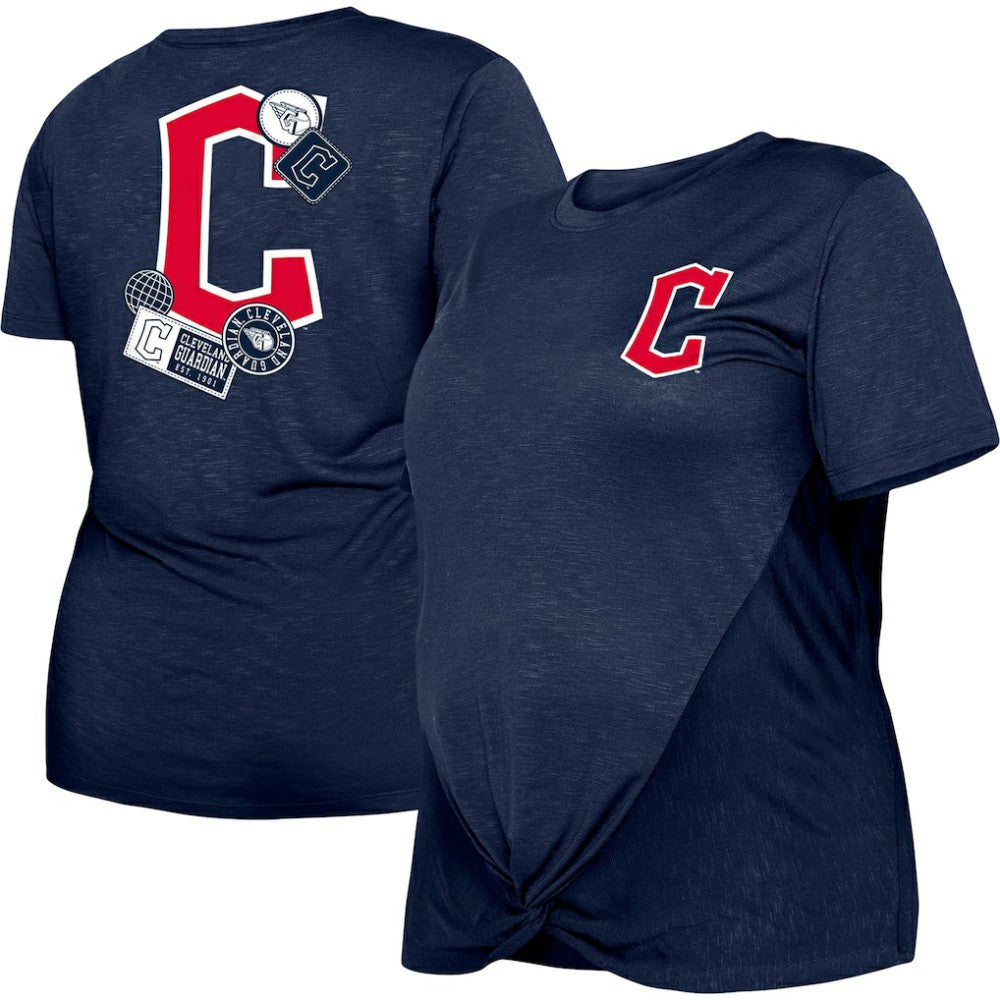 Cleveland Guardians Women's Plus Size Two-Hit Front Knot T-Shirt Navy | New Era