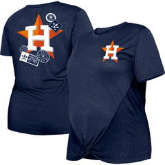 Houston Astros Women's Plus Size Two-Hit Front Knot T-Shirt Navy | New Era