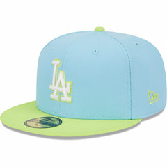 Los Angeles Dodgers Spring Color Two-Tone 59FIFTY Fitted Hat Light Blue/Neon Green | New Era