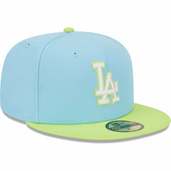 Los Angeles Dodgers Spring Color Two-Tone 59FIFTY Fitted Hat Light Blue/Neon Green | New Era