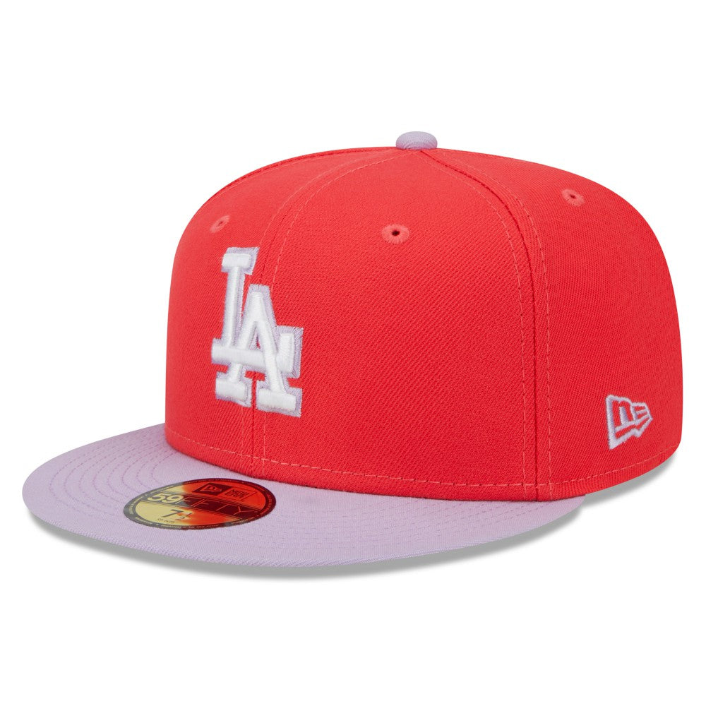 Los Angeles Dodgers Spring Color Two-Tone 59FIFTY Fitted Hat Red/Lavender | New Era
