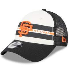 San Francisco Giants Team Stripe Trucker 9FORTY Snapback Hat White/Black | New Era