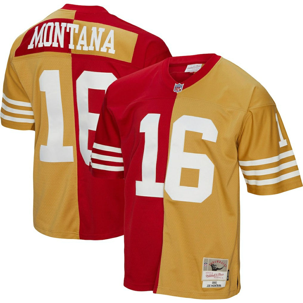 Joe Montana San Francisco 49ers 1990 Split Legacy Replica Jersey - Scarlet/Gold sale