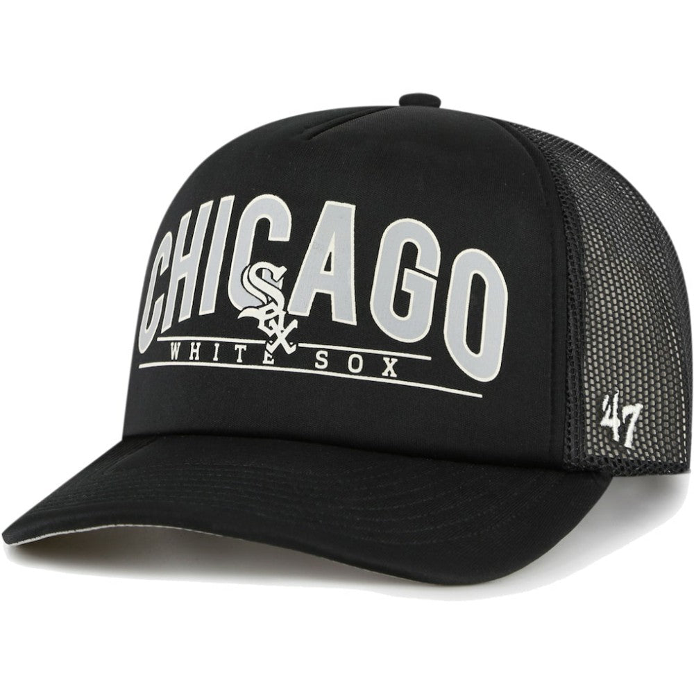 Chicago White Sox Backhaul Foam Trucker Snapback Hat Black | 47 brand