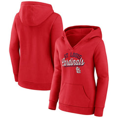 St. Louis Cardinals Women's Simplicity Crossover V-Neck Pullover Hoodie Red