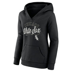 Chicago White Sox Women's Simplicity Crossover V-Neck Pullover Hoodie Black