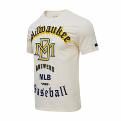Milwaukee Brewers Pro Standard Cooperstown Collection Old English T-Shirt Cream