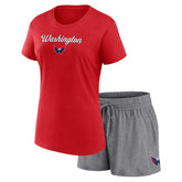 Washington Capitals Fanatics Women's Script T-Shirt & Shorts Set Red/Heather Gray