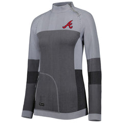 Atlanta Braves Levelwear Women's Verse Asymmetrical Raglan Tri-Blend Quarter-Zip Jacket Charcoal